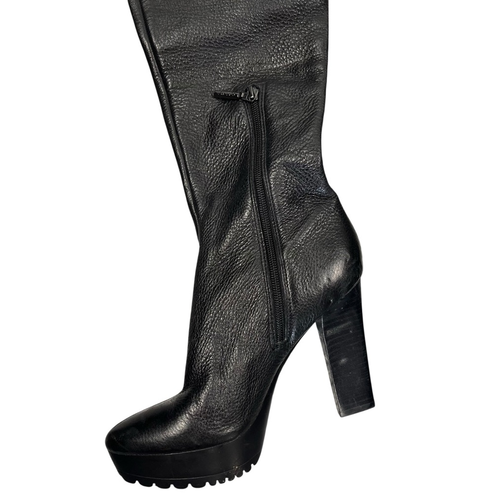Calvin Klein Brynn Boots Thigh High Black Leather 7 OTK Designer - Picture 6 of 8